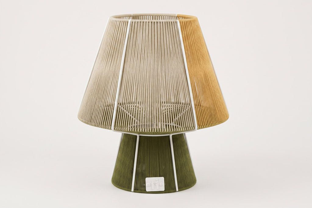 Ora · Bosque y miel, lámpara de mesa tejida a mano en algodón 100% natural