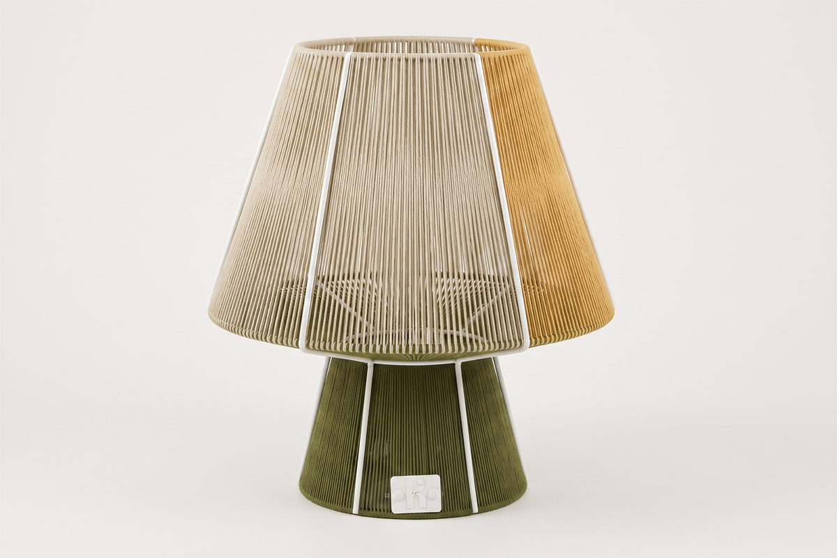 Ora · Bosque y miel, lámpara de mesa tejida a mano en algodón 100% natural